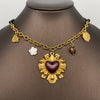 18K Enamel Heart Charm Wax Rope Necklace