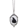 Regal Raven Silver Cameo Necklace