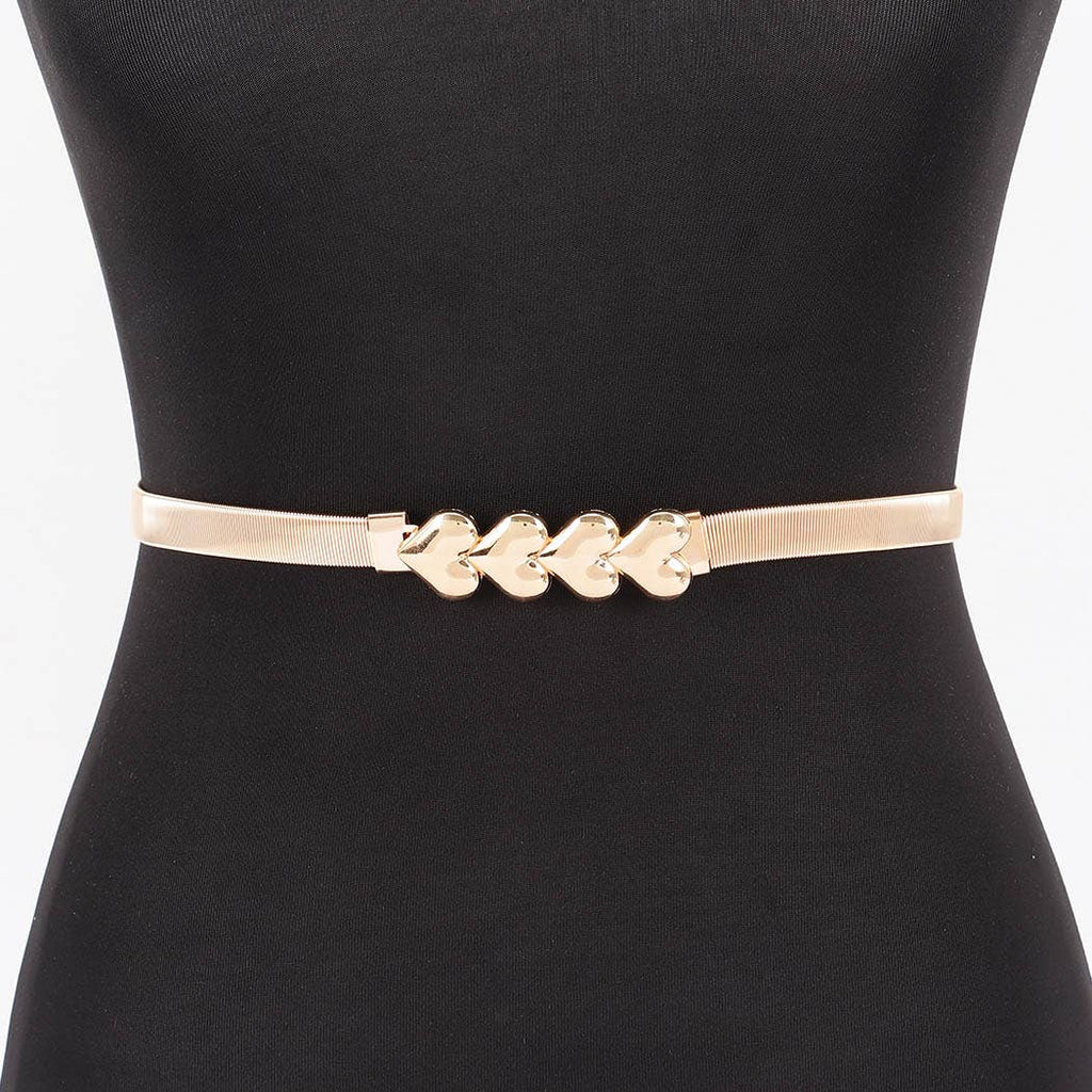 Metal Multi Heart Buckle Belt: Silver