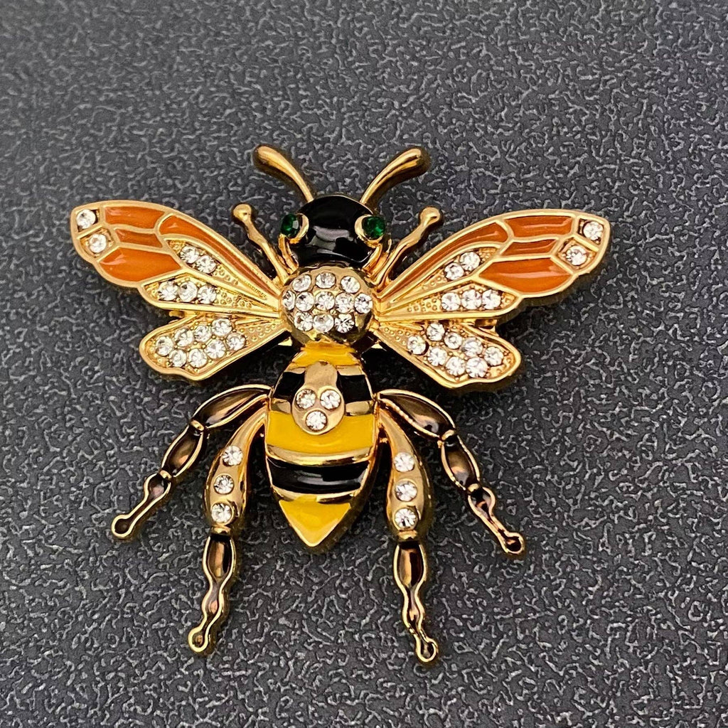 Rhinestone Enamel Bee Brooch