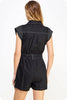 Top-stitch Vintage Style Romper: Black