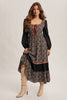 Floral Patchwork Lace-Up Maxi Dress