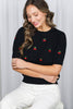 Cherry Embroidered Crew Neck Sweater
