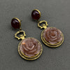 Vintage Glazed Red Agate Earrings