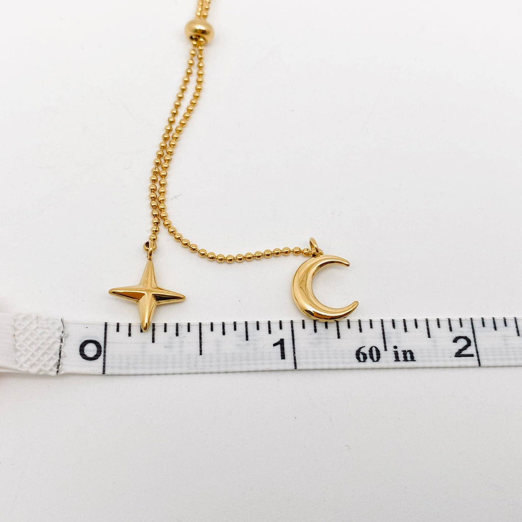 Star Moon Charm Gold Plated Necklace