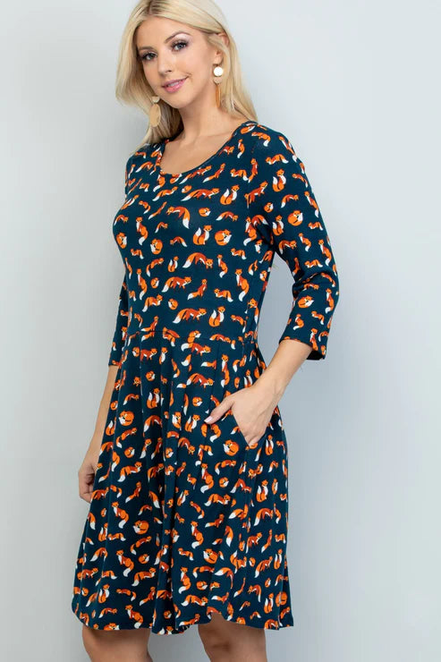 Foxy Foxes Soft Knit Dress