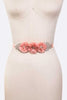 Georgette Floral Crystal Tie Belt: Peach