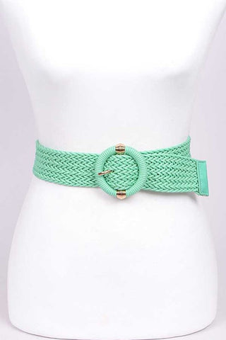 Faux Croc Buckle Belt: Camel