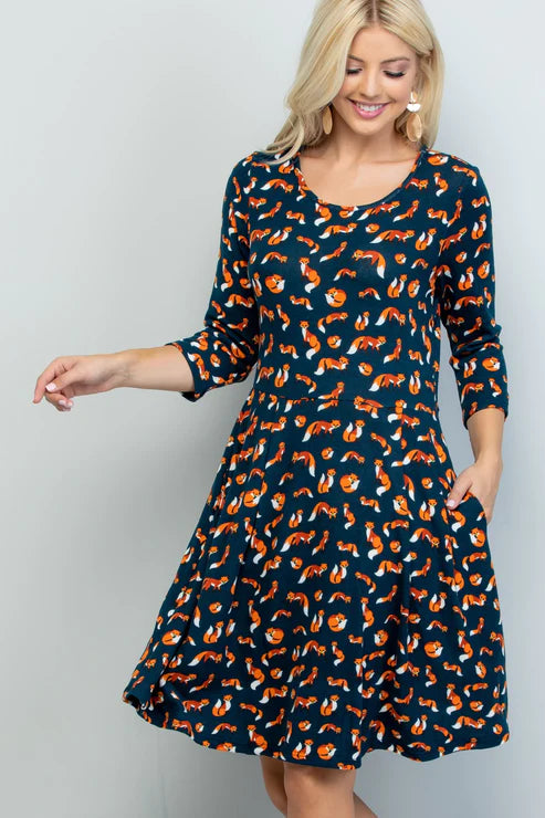 Foxy Foxes Soft Knit Dress