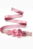 Georgette Floral Crystal Tie Belt: Peach