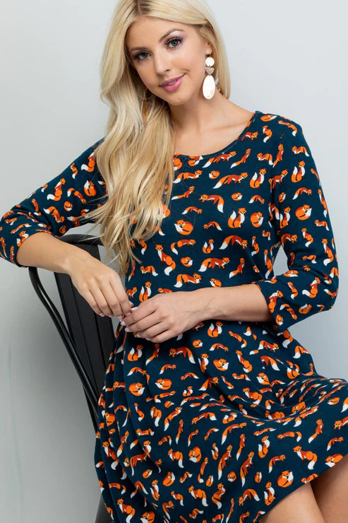 Foxy Foxes Soft Knit Dress