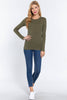 Crew Neck Cotton Spandex Jersey Top:Olive