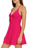 Skirted Maillot Swim Dress: Berry