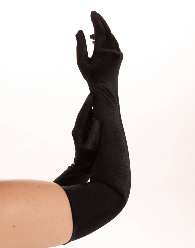 Plain Satin Gloves: Black