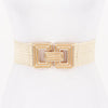 Stretch Rattan Gold Clasp Belt: Khaki