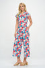 Floral Print Retro Jumpsuit: S