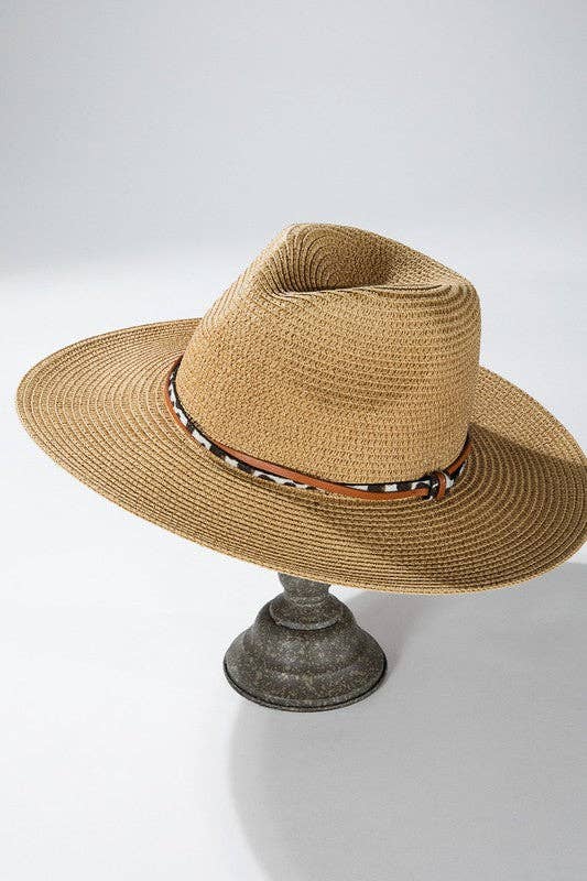 Panama Hat with Double Trim: DARK NATURAL