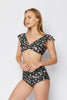 Ruffle Sleeve Bikini: Pink Roses