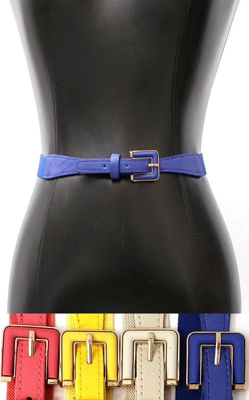 Skinny Royal Blue Stretch Buckle Belt