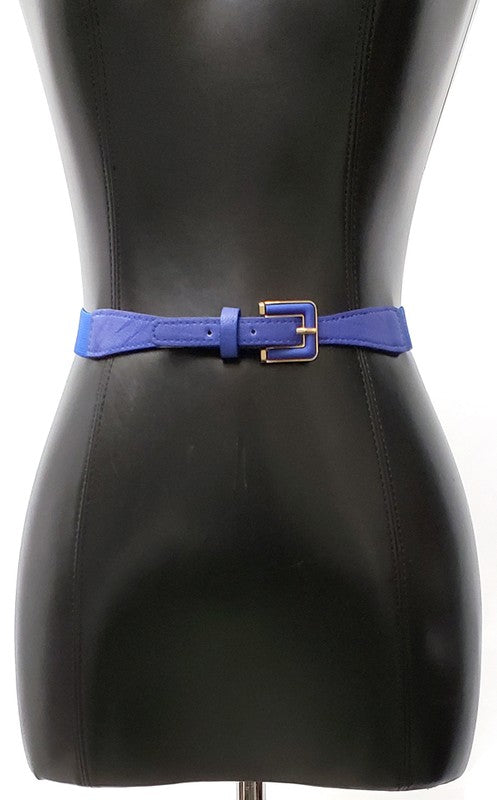 Skinny Royal Blue Stretch Buckle Belt