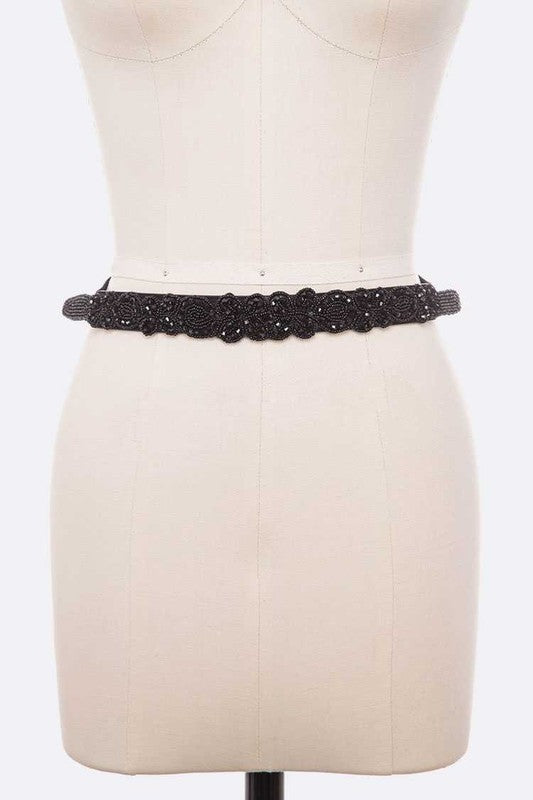 Beaded Glamour Belt : Raven