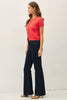 Pointelle Short Sleeve Cardi: Bright Tomatoe