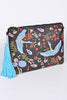 Festive Cranes Embroidered Purse