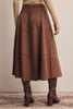 Stretch Suede A-Line Midi Skirt: Mocha