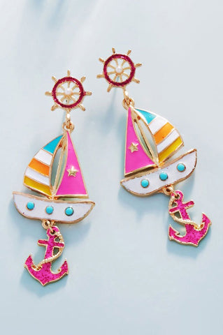Sail Away Earrings: Navy