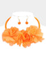 Fabric Flower Necklace: Orange