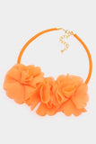 Fabric Flower Necklace: Orange
