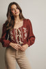 Cherry Wood Peplum Blouse