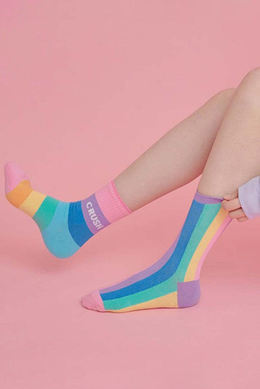 Pastel Rainbow Crush Socks