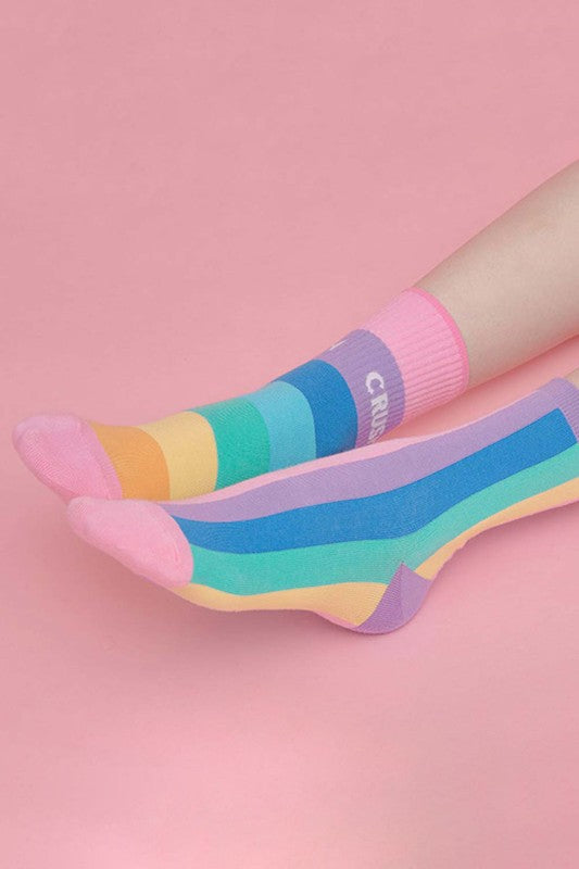 Pastel Rainbow Crush Socks