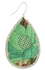 Green Embroidered Teardrop Earrings