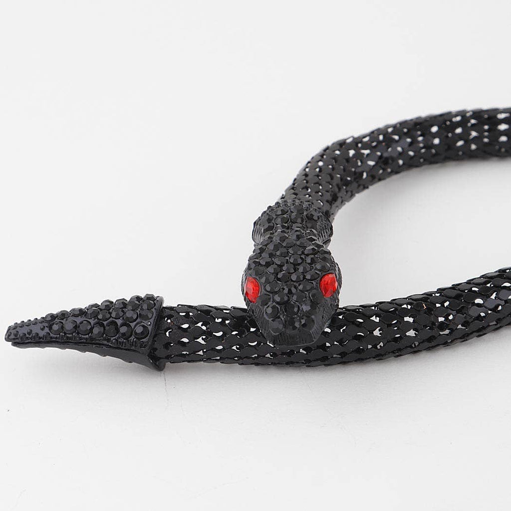 Jeweled Snake Coil Necklace: Black