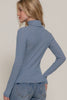 Retro Ribbed Striped Turtleneck: Blue