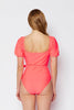 Puff Sleeve Swimsuit: Coral