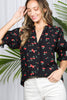 Cherry Print V-Neck Blouse