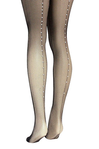 Fishnet Seamed Tights: One Size / Black/Black