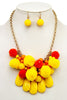 Stoned PomPom Necklace: Yellow