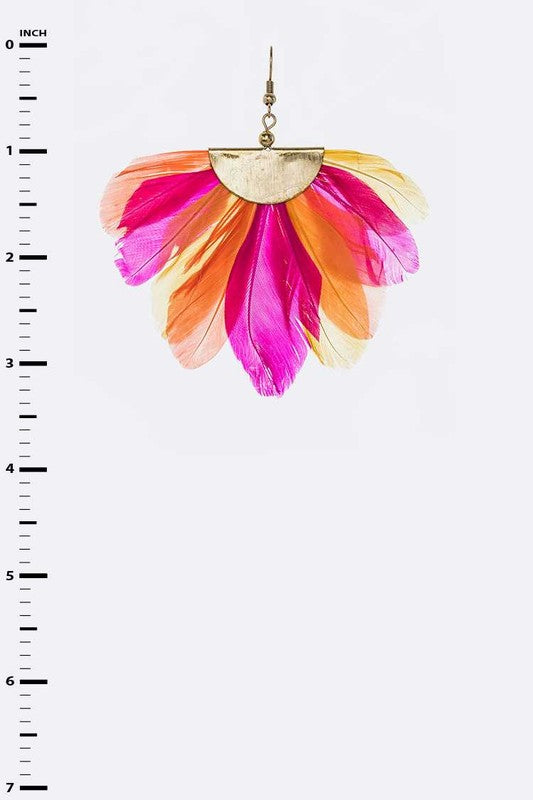 Feather Festival Earrings: Pink