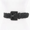 Braided Vegan Leather Buckle Belt: Black