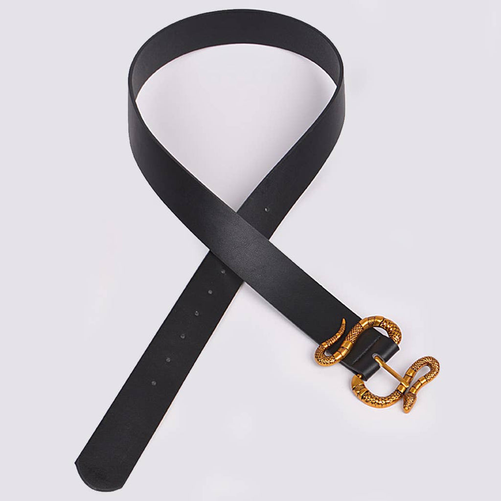 Snake Buckle Belt: Black Gold