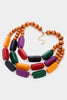 Wooden Layered Necklace: Dark Rainbow