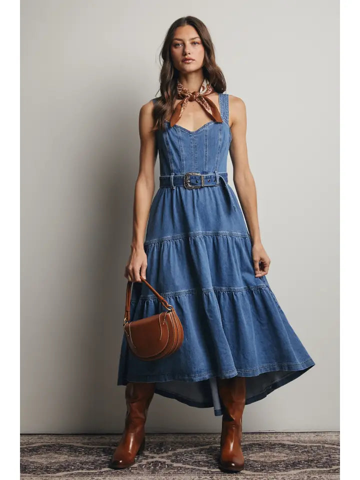 Western Belted Denim Dress