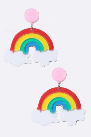 Rainbow Pave Clip-On Earrings