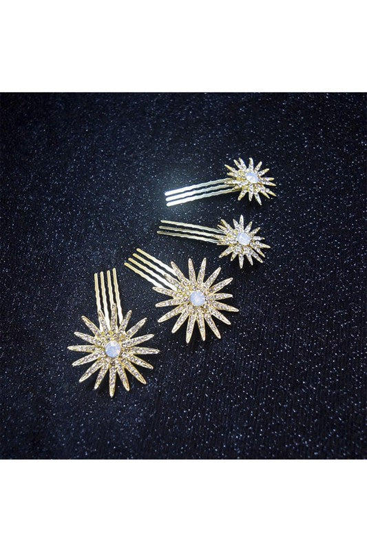 4pc Rhinestone hair Comb Set