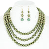 Triple Strand Necklace Set: Moss