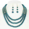 Triple Strand Necklace Set: Teal